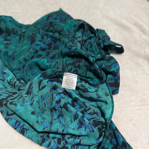 Thalia Sodi Women Printed Keyhole Neck Top Faux Wrap Halter Green Size medium - Picture 8 of 13